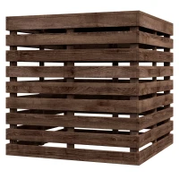 Outsunny Coffre de rangement extérieure 2 en 1 pour base de parasol, table d'appoint de terrasse avec trou pour parasol en bois(m-1)