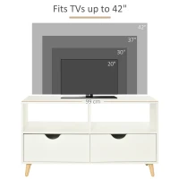 HOMCOM TV Stand Cabinet for TVs up to 42", Modern TV Unit with Shelf, Drawers and Storage Cabinet, Entertainment Center for Living Room, White(m-6)