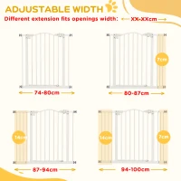 PawHut Metal 74-100cm Adjustable Pet Gate Safety Barrier w/ Auto-Close Door White(m-7)