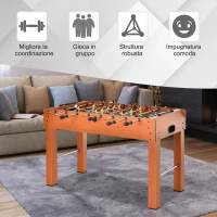 HOMCOM Calcio Balilla Professionale per Adulti e Famiglia, Tavolo Calciobalilla per Adulti, Tavolo da Biliardo Billiardino con 2 Palline, Segnapunti e 22 Giocatori, 122x61x80.7cm(m-5)