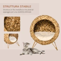 PawHut Cesta per Gatti Adulti Fino a 5kg, Cuccia per Gatti in Rattan Sintetico Marrone Φ52x58cm(m-4)
