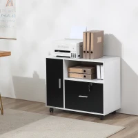 HOMCOM Multi-Compartment Office Storage Cabinet, with File Hangers - Black/White(m-10)