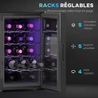 HOMCOM Cave à vin, 15 bouteilles, 39L, Réfrigérateur pour boissons, éclairage LED, température réglable 8-18℃(m-6)