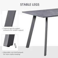 HOMCOM Dining Table, Contemporary Rectangle Kitchen Table with Metal Legs and Spacious Tabletop for Dining Room, Living Room, Dark Grey(m-4)