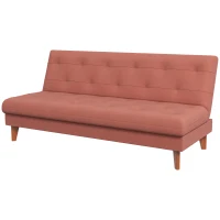 HOMCOM Divano Letto 3 Posti con Schienale Regolabile a 3 Livelli in Microfibra, 185x85x84cm, Arancione(m-10)