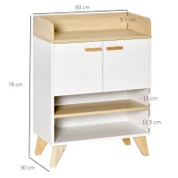 HOMCOM Mobiletto Multiuso con Armadietto e Ripiani Aperti, Mobile da Soggiorno, Cucina, Ufficio in Legno Bianco, 60x30x78cm(m-3)
