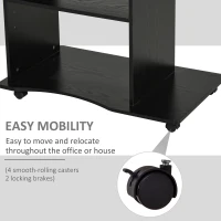 HOMCOM Mobile Small Office Computer Desk PC Table Home Workstation with Slide-Out Keyboard Tray, Adjustable Shelf, CPU Stand, 0.8m, Black(m-6)