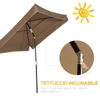 Outsunny Ombrellone 2x2 m da Esterno con Tettuccio Quadrato, Regolabile e Portatile, in Metallo e Poliestere, Caffè(m-4)