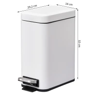 HOMCOM Poubelle à pédale de salle de bain 5 L métal blanc(m-9)