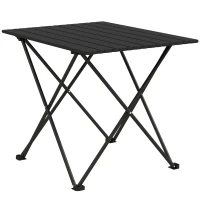 Outsunny Folding Camping Table, Lightweight Metal Picnic Table with Carry Bag, Foldable Table for Outdoor Camping, Picnic, Hiking, BBQ, Fishing, Black(m-1)