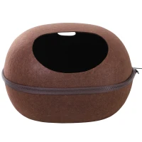 PawHut Cuccia Interni Marrone, per Gatti, Riscaldante 40 °C con Cuscino Sfoderabile e Copertura Rimovibile, Facile da Pulire(m-4)