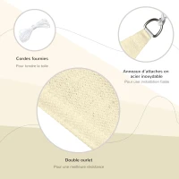 Outsunny Voile d'ombrage Triangulaire Grande Taille 3 x 3 x 3 m polyéthylène Haute densité résistant aux UV Coloris crème(m-5)