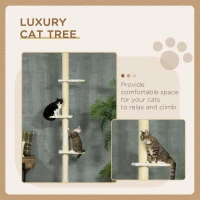 PawHut 260cm Adjustable Floor-To-Ceiling Cat Tree w/ Anti-Tipping Kit, Toy Ball(m-4)