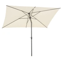 Outsunny 3 x 2m Garden Parasol Umbrella, Outdoor Market Table Umbrella with Aluminium Pole & Crank, Rectangular Tilting Parasol Sun Shade Canopy, Beige(m-11)