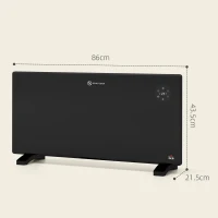 HOMCOM 2000W Electric Convector Heater, Freestanding or Wall Mounted, Space Heater with Adjustable Thermostat, Timer, Black(m-3)