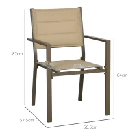 Outsunny Set of Two Aluminium Stacking Garden Chairs - Khaki(m-3)