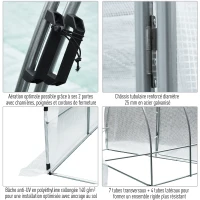 Outsunny Serre de Jardin Tunnel Surface Sol 18 m² 6L x 3l x 2H m châssis Tubulaire renforcé 25 mm Double Porte avec poignées Blanc(m-4)