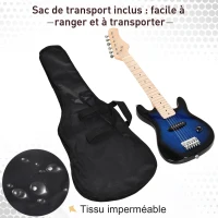 HOMCOM Guitare électrique avec amplificateur, sac, médiators, cordes de rechange, câble noir bleu(m-5)
