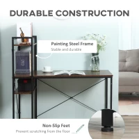 HOMCOM Reversible Computer Desk with Storage Shelves on Left or Right, Industrial Reversible Writing Desk for Home Office, Study, Easy Assembly, 120 x 64 x 121cm, Rustic Brown and Black(m-6)