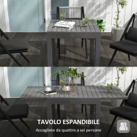Outsunny Tavolo da Giardino Allungabile per 4-6 Persone con Piano a Doghe, in Alluminio, 81/162x80x75 cm, Grigio(m-4)