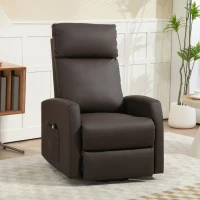 HOMCOM Poltrona Alzapersona Reclinabile a 145° con Telecomando e Poggiapiedi, in Pelle PU Marrone Scuro, 67x95x105 cm(m-7)