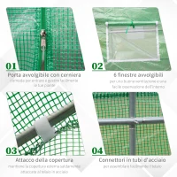 Outsunny Serra da Giardino 3.5 x 3 x 2m con Tetto Spiovente in PE, Porta e 6 Finestre, Verde(m-5)