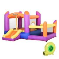 Outsunny Kids Bouncy Castle House Inflatable Trampoline Slide Water Pool 3 in 1 with Blower for Kids Age 3-8 Multi-color 2.8 x 2.5 x 1.7m(m-11)