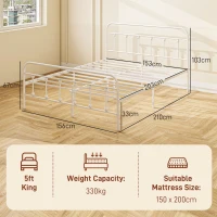 HOMCOM King Size Minimalistic Metal Bed Frame - White(m-3)