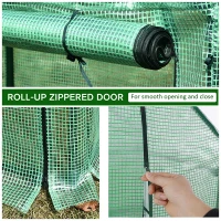 Outsunny Outdoor PE Greenhouse Steel Frame Plant Cover with Zipper 100L x 50W x 150HCM - Green(m-8)