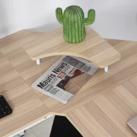 HOMCOM Mesa de Escritorio en Forma de L con Soporte de Monitor Estante y Estructura en X 150x150x76 cm Madera y Blanco(m-8)