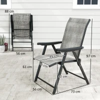 Outsunny Set of Four Folding Outdoor Chairs - Black/Grey(m-3)