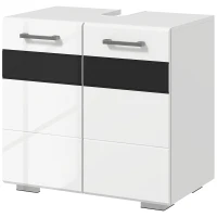 kleankin Mobile Sottolavabo in MDF con Armadietto a 2 Livelli con Ripiano Regolabile, 60x36.5x56 cm, Bianco(m-10)