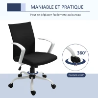 Vinsetto Fauteuil de bureau, chaise pivotante ergonomique hauteur réglable 61 x 61 x 99 cm noir et blanc(m-6)