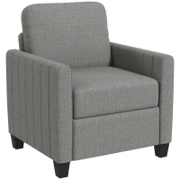 HOMCOM Modern Boxy Linen-Look Armchair - Light Grey(m-10)