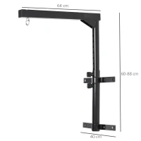 HOMCOM Soporte de Pared para Saco de Boxeo Regulable Soporte de Pared para Saco de Boxeo con Gancho Bolsa Pesada MMA Tubo Robusto de Acero Carga Máx. 100 kg Negro(m-3)