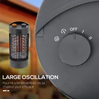 Outsunny Chauffage électrique infrarouge 6 à 8 m² et IP54 chauffage d'appoint sans CO₂ chauffage extérieur chauffage de jardin oscillation 180° minuterie 600 /1200 W tube chauffant double - noir(m-5)