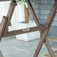 Outsunny Ensemble Bistro de Jardin 3 pièces Pliables Design Contemporain Table carrée et 2 chaises à Lattes métal époxy PE Aspect Bois(m-7)