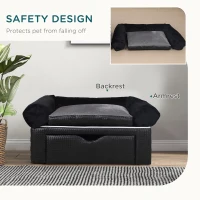 PawHut Dog Sofa Bed, with Storage, Drawer, Soft Cushion, for Small Dogs - Black(m-7)