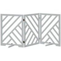 PawHut Foldable Wooden Pet Gate, with Three Panels - Grey(m-1)