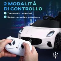 AIYAPLAY Macchina per Bambini 12V Maserati Gran Turismo Folgore con Telecomando, Età 3-5 Anni, Bianco(m-5)