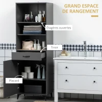 HOMCOM Buffet haut design industriel gris aspect chêne clair(m-4)