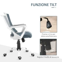 HOMCOM Sedia da Ufficio Ergonomica con Altezza Regolabile, Funzione Dondolo e Tessuto a Rete, Grigio(m-5)