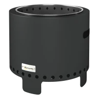 Outsunny Smokeless Steel Fire Pit, with Poker - Grey(m-11)