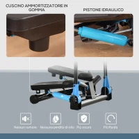 HOMCOM Stepper Fitness con Maniglia e Monitor LCD per Allenamento a Casa e Palestra, Blu(m-5)