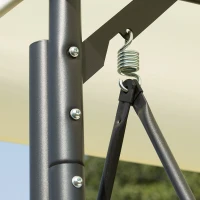 Outsunny Dondolo da Giardino 3 Posti, Dondolo Letto per Esterni con Tettuccio Regolabile, in Metallo e Poliestere, Crema(m-9)