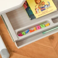 HOMCOM Juego de Escritorio y Silla para Niños de +6 Años Ajustable con Mesa Inclinable Lámpara Cajón y Estante para Libros Gris(m-9)