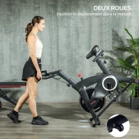 SPORTNOW Vélo d'appartement fitness silencieux résistance, selle et poignée réglables, écran LCD, support tablette, noir(m-7)