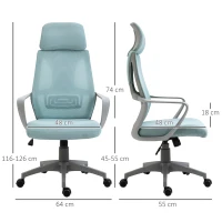 Vinsetto Ergonomic Office Chair, High Back Computer Chair, Mesh Desk Chair with Lumbar Support, Headrest, Wheel, Adjustable Height, Blue(m-3)