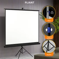 HOMCOM Écran de projection 100 pouces avec support trépied hauteur réglable, écran 4K HD 4:3, films en intérieur/à l'extérieur(m-4)