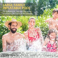 Outsunny 274cm x 76cm Inflatable Swimming Pool Family-Sized Blow Up Pool Round Paddling Pool with Hand Pump for Adults, Outdoor, Garden and Backyard, Grey(m-6)